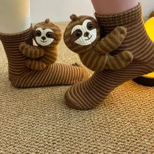 3D Knit Animal Sloth Socks for Women, Fun Cute Plush Hug Crew Socks, 2026 New Year Socks Collection, Perfect for Christmas & Thanksgiving