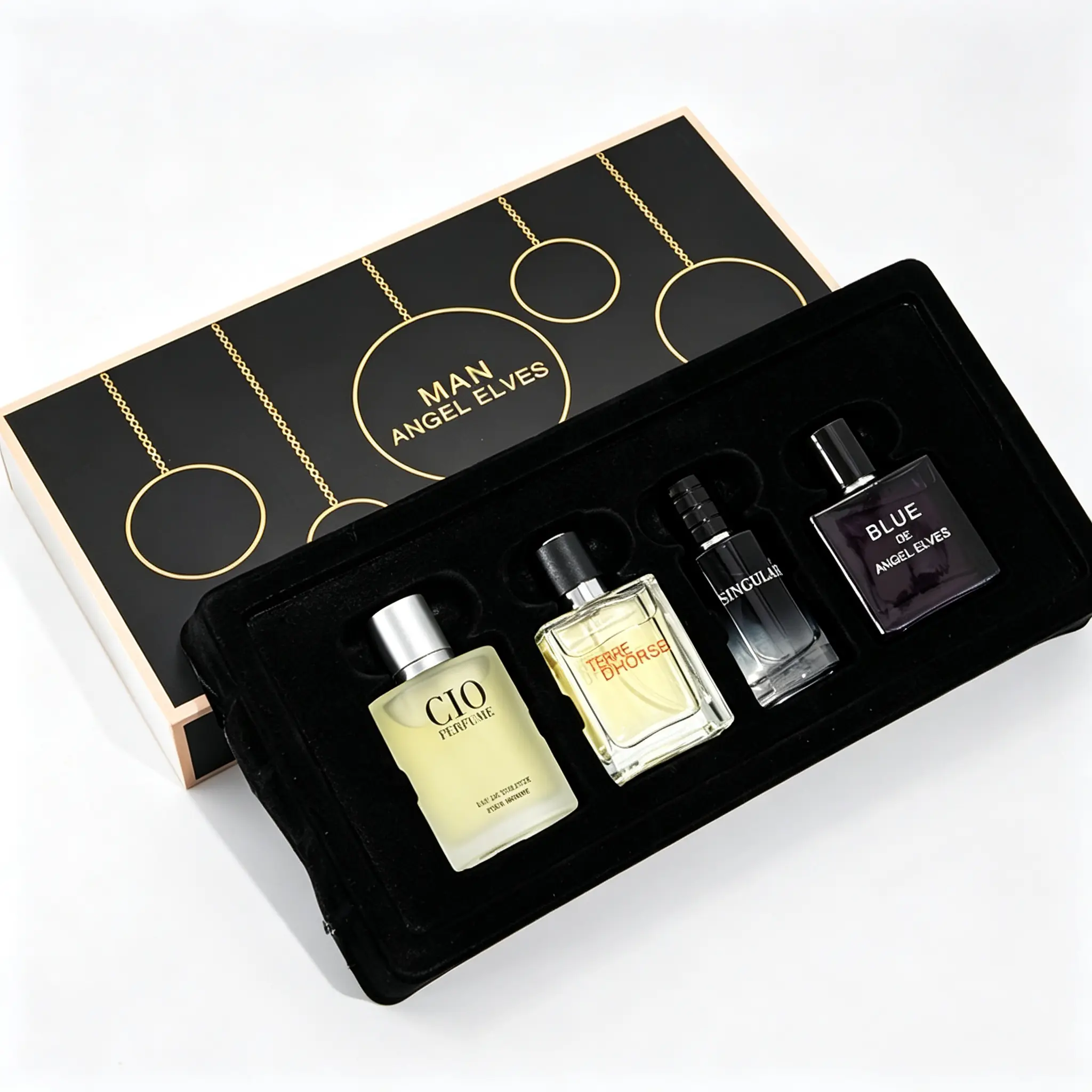 High-End 4 Bottles Men Perfume Set, Exquisite Gift Box Packed Portable Travel Fragrance Kit, Ideal Gift for Men Suitable for All Occasions