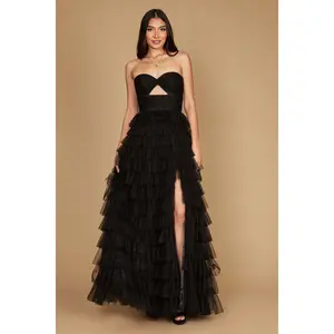 Dylan & Davids Strapless Ruffle Skirt Prom Ball Gown