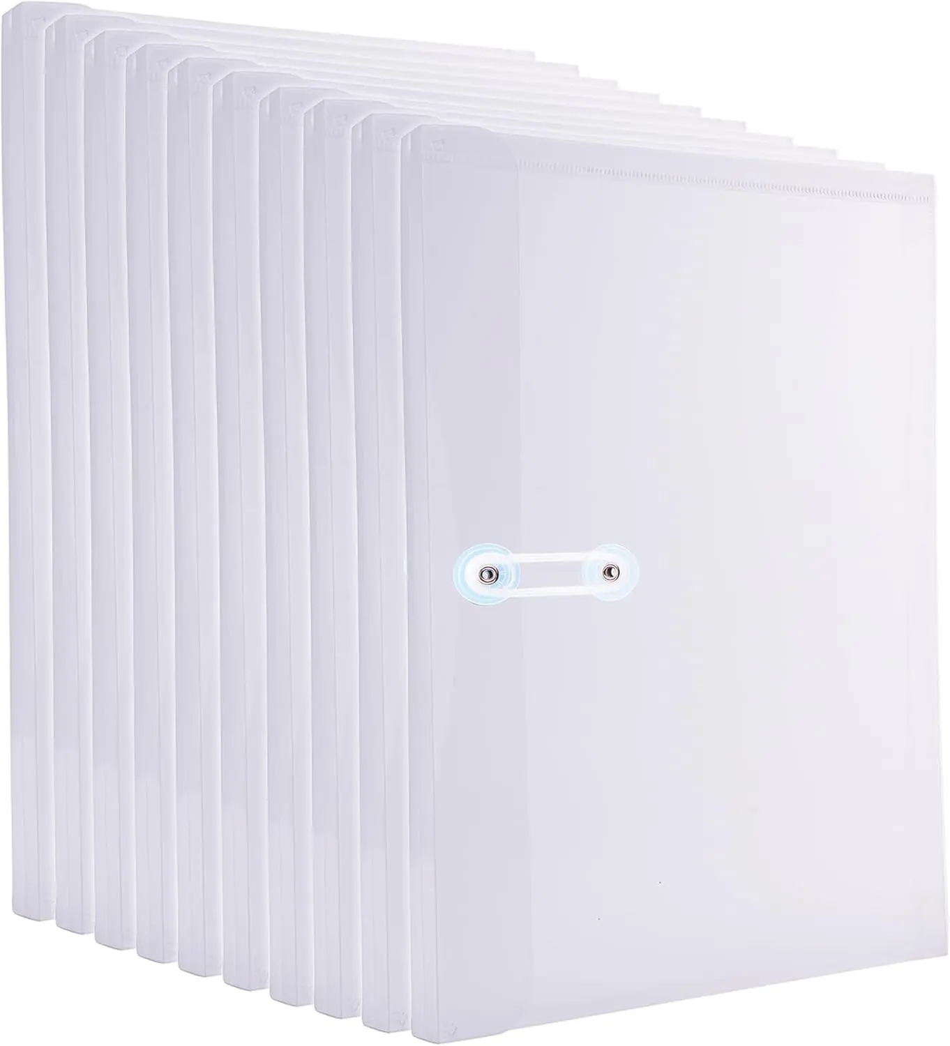 Clear Legal Size Plastic Envelopes with String Tie Closure 1-1/4" Expansion Side Loading Poly File Folder Document Organizer for Office School Home Pack of 10