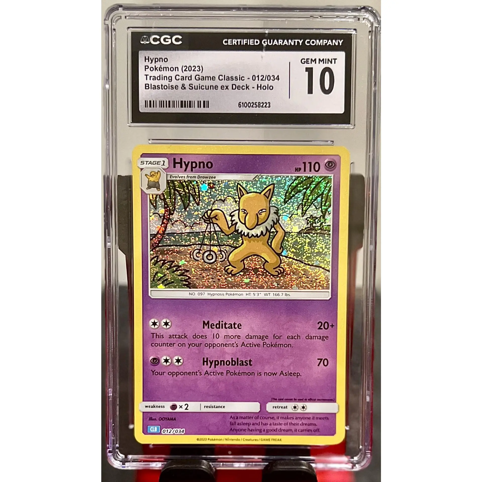 CGC Hypno Pokémon Trading Card Game Classic 2023 012/034 Gem Mint 10 Blastoise & Suicune ex Deck Holo 6100258223