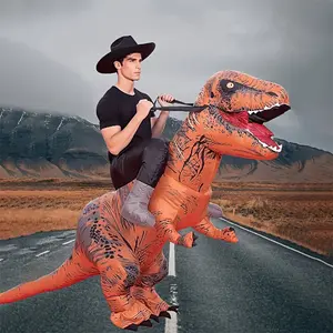 Dark Brown Mount Inflatable Suit Adult Tyrannosaurus Rex Mount Inflatable Costume, Suitable for Various Carnival Events And Parties - Includes Fan And Battery Box (Batteries Not Included)