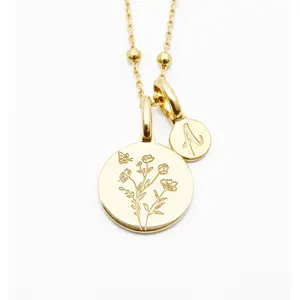 Wild Flower Necklace With Initial