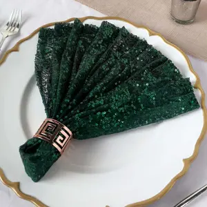 Sequin Napkin 20"x20" Hunter Emerald Green - Sparkling Reusable Cloth Napkin
