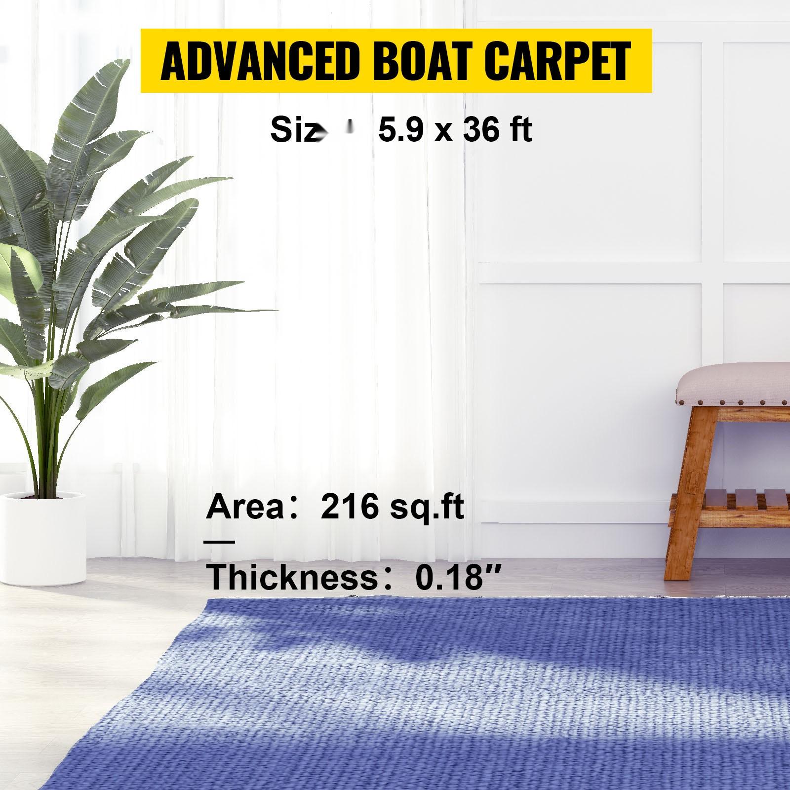 Deep Blue Marine Carpet 5.9 Ft by 36 Ft Marine-Grade Boat Carpet With Waterproof Backing for Outdoor Use, Rug for Patio, Porch, Deck, Garage and Outdoor Areas, Non-Slip Runner Rug All-Weather Durable