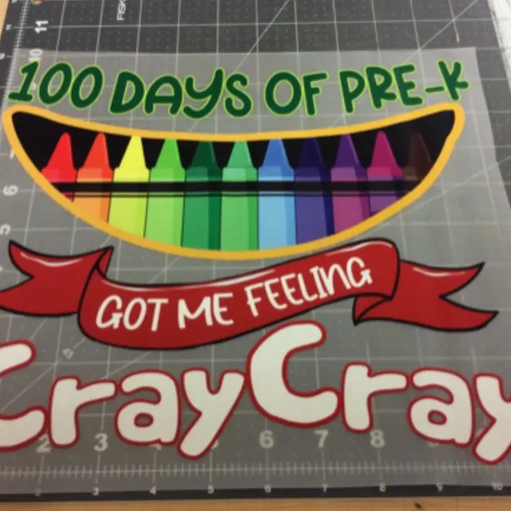 100 Days of Pre-K "Got Me Feeling Cray Cray" School Spirit Teacher Student 11"x10" Ready to Press DTF Heat Transfer Sheet For Shirts