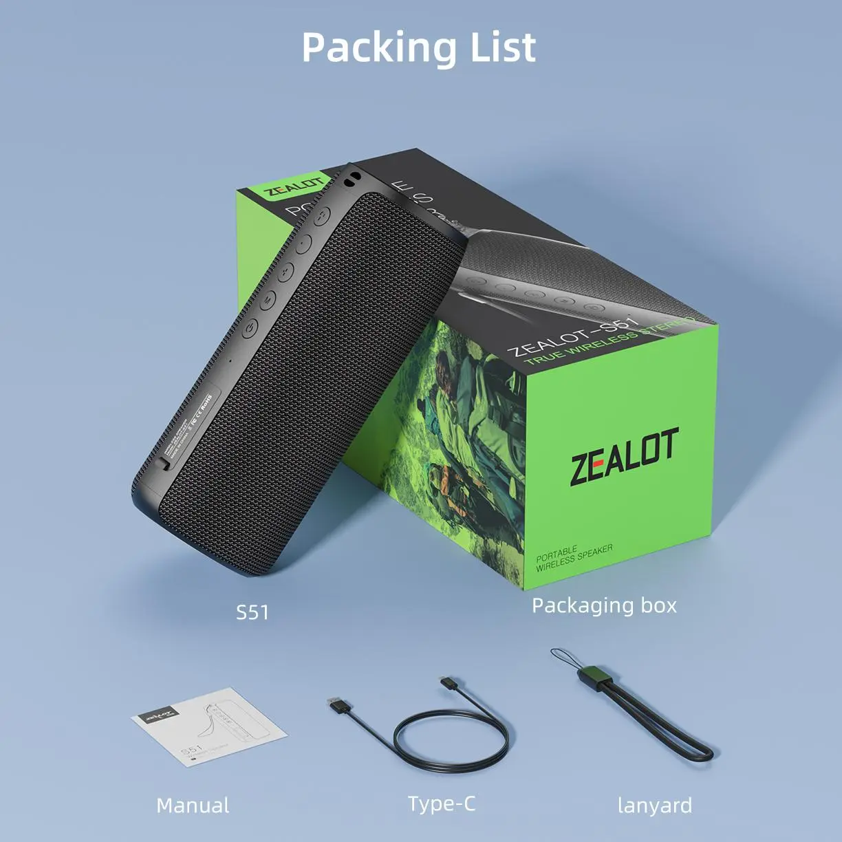 ZEALOT S51 Wireless Speaker, 10W Wireless Speaker, 1800mAh