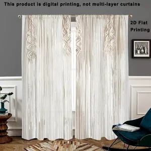 Boho Style Geometric Pattern Curtain, Modern Simple Tassel Decor Curtain, Home Decor for Living Room Bedroom Kitchen Study Room