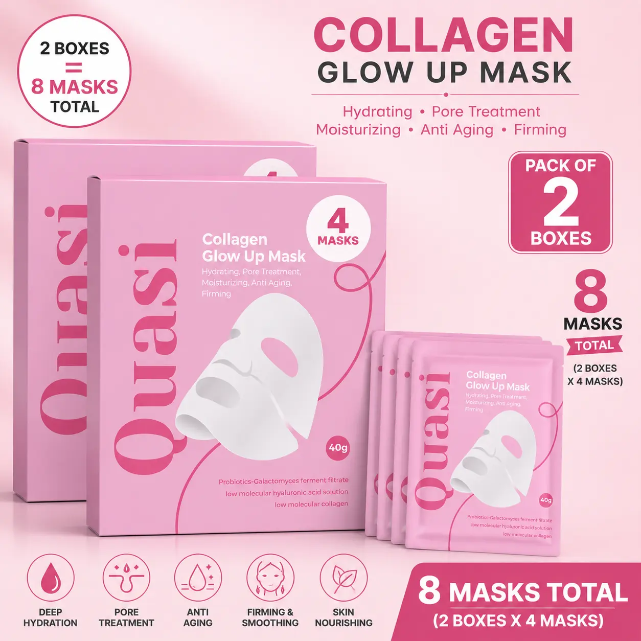 Quasi Glow Up Face Mask – Pack of 2 (8 Masks)