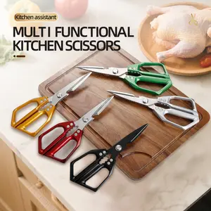 Multifunctional Strong Kitchen Scissors Stainless Steel BBQ Shears Home Cooking Meat Vegetable Cutting Tools Bottle Opener Fish Scale Scraper Kitchenware