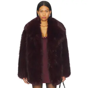 LAMARQUE Finaya Faux Fur Trench Coat in Vamp
