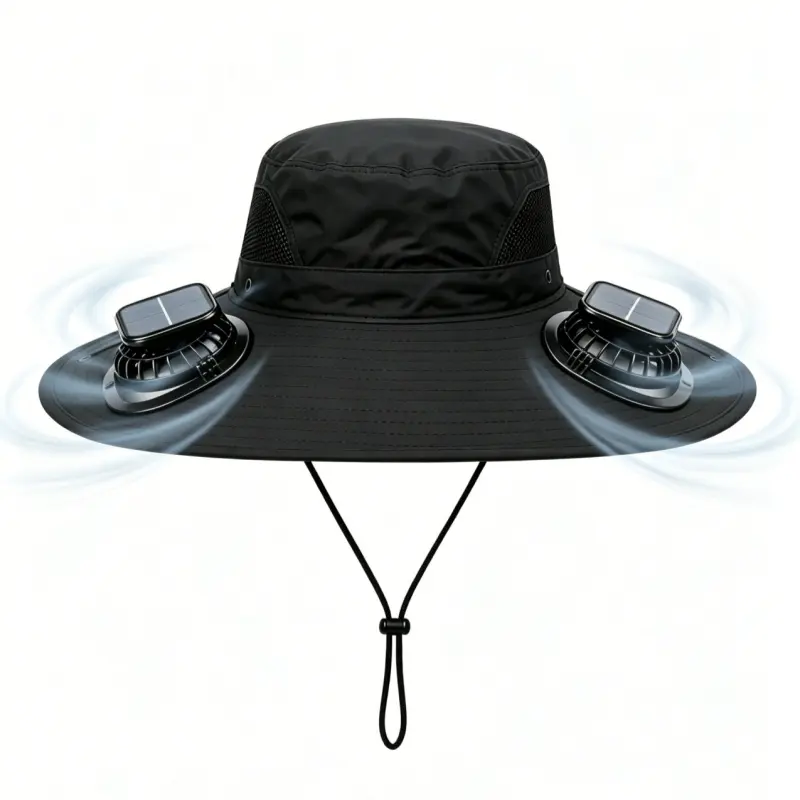 2026 Upgraded 3-in-1 Solar Power Cooling Fan Hat, USB Rechargeable UPF 50+ UV Protection Wide Brim Sun Bucket Cap for Men Women, Waterproof Detachable Solar Fan Hat for Hiking Gardening Lawn Mowing Construction Outdoor Work Heatstroke Prevention