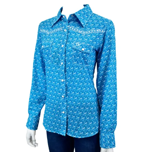 Women’s CH Turquoise “Floral Wave” Long Sleeve Western Shirt