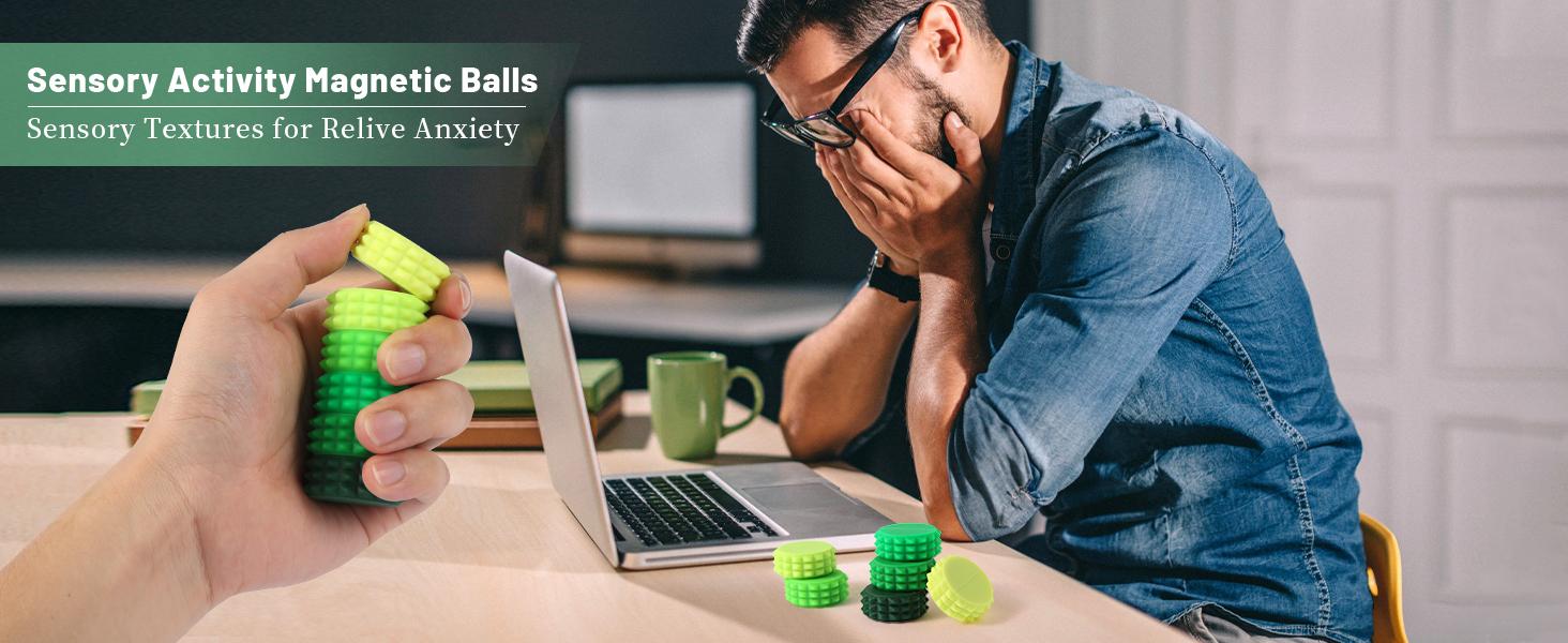 Silicone Magnetic Stress Balls, 6 Pack Pain Stim Fidget Toys Adults & Teens, Sensory Toys for Kids with Autism ADHD with Storage Box, Stress Relief & Focus Handheld Roller for Office Travel Classroom(green) Silicone Magnetic Stress Balls, 6 Pack Pain Stim Fidget Toys Adults & Teens, Sensory Toys for Kids with Autism ADHD with Storage Box, Stress Relief & Focus Handheld Roller for Office Travel Classroom(green)