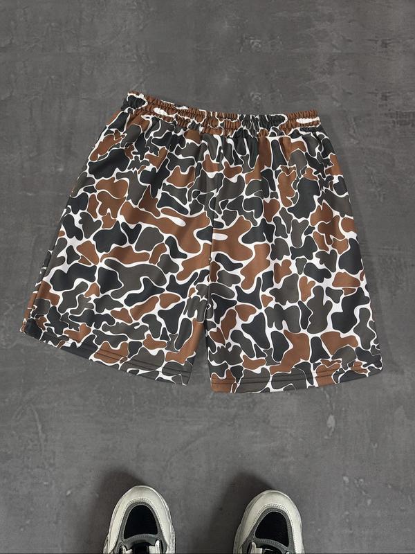 Men's Regular Fit Camo Print Beach Shorts, Casual Fashion Comfy Swim Shorts for Summer, Men's Shorts for Beach Vacation, Camo Swim Trunks