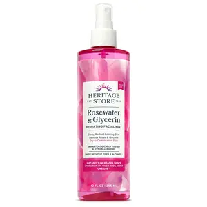 HERITAGE STORE Rosewater & Glycerin Hydrating Facial Mist - Dry Combination Skin Care - Rose Water Spray w/Vegetable Glycerine, Made Without Dyes or Alcohol, Hypoallergenic, Vegan, Cruelty Free, 12oz