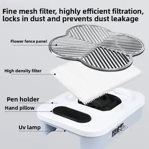 Professional Nail Dust Collector 3in1 Electric Nail Drill with UV Lamp High Suction Rechargeable Home Nail Art Vacuum Cleaner Machine