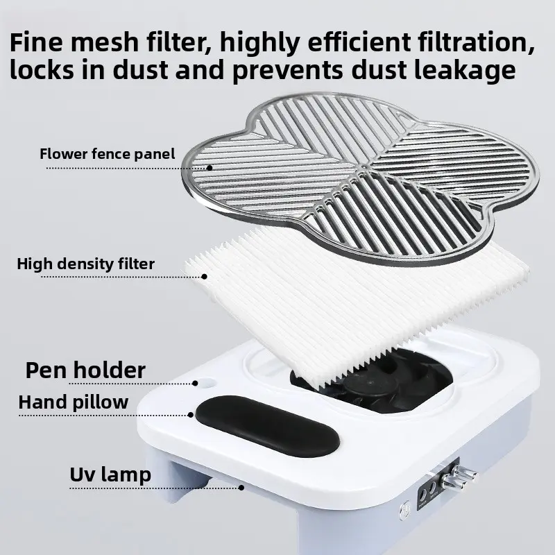 Professional Nail Dust Collector 3in1 Electric Nail Drill with UV Lamp High Suction Rechargeable Home Nail Art Vacuum Cleaner Machine