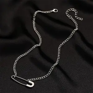 Chic Minimalist Pin Pendant Necklace – Alloy, versatile for everyday wear and vacations; elegant fashion jewelry chain