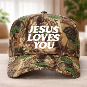 Jesus Loves You Camo Hat – Unisex Christian Valentine’s Day Gift, Adjustable Snapback Faith Baseball Cap