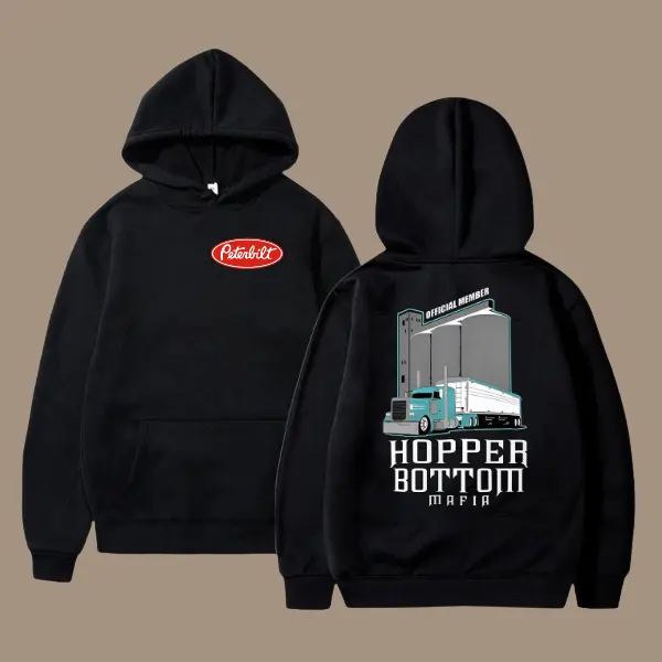 Peterbilt Hopper Bottom Hoodie – Official Member Semi Truck Pullover, Vintage Trucker Sweatshirt, Unisex Highway Hauler Outfit