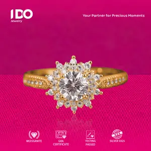 [Live Sale] R162 Platinum Moissanite 2Ct Princess Round Ring I DO Jewelry Women Accessories Elegant Beautiful Luxury Adjustable Beautiful and Luxurious No Fade No Rust with 1 Year Guarantee Passed Diamond Selector