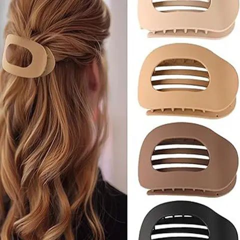 Oval Shape Hair Clip, Strong Grip Comfortable Hair Clip, Fashion Hair Accessories for Women & Girls, Flat Claw Clips, Claw Clip Pack, Hair Claws, Hair Claws Set