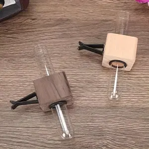 1pc Black Walnut Wood Car Vent Flower Holder Decorative Vase Creative Scented Bottle for Holiday Gifts, Without Battery