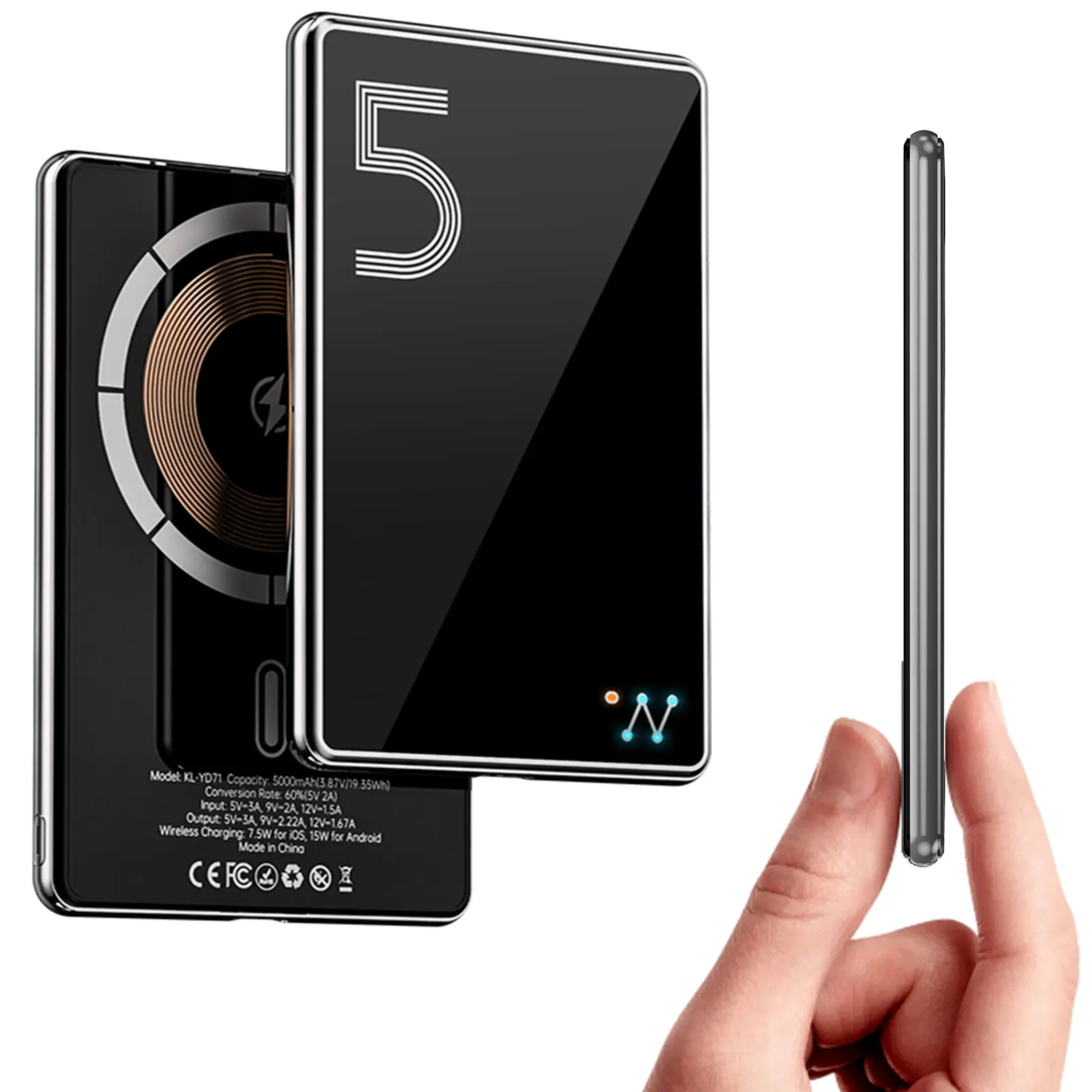 LUCKYDUO 0.26'' Ultra-Slim Magnetic Wireless Portable Charger for iPhone, 5000mAh PD20W USB C Fast Charging, Wireless Power Bank Slim Magnetic Battery Pack, Compatible for iphone 16/15/14/13/12