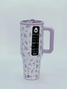 HydroJug 40oz purple flower vacuum flask boasts a triple-layer insulation design and comes with a flip-style straw lid, making it perfect for all-day hydration. It's a portable drinking cup, vacuum flask, and bottle rolled into one, reusable and stylish.