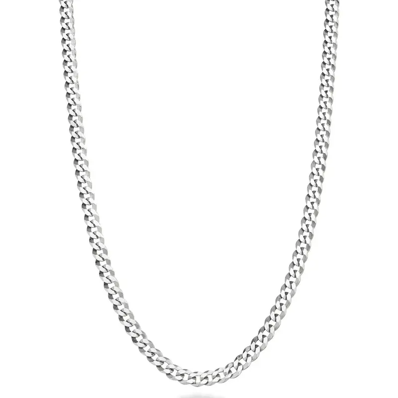 3.5mm Paperclip Link Chain Necklace 14K White Gold-Plated Silver