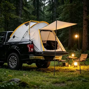 Truck Bed Tent with Awning – Waterproof 210D Oxford Pickup Tent for Camping, 2-Person Portable Truck Camping Tent, Easy Setup Tailgate Tent for Outdoor Adventures