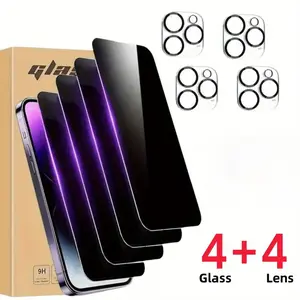 Cellphone Screen Protector & Lens Protector, 4 Counts Privacy Anti-spy Tempered Glass Film Phone Screen Protector & 4 Counts Lens Protector, Smartphone Accessories for iPhone 16 Pro Max, Cover