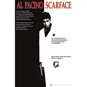 Scarface Movie (Al Pacino, Black and White) Poster Print - 24x36 Collections Poster Print, 24x36 Poster Print, 24x36