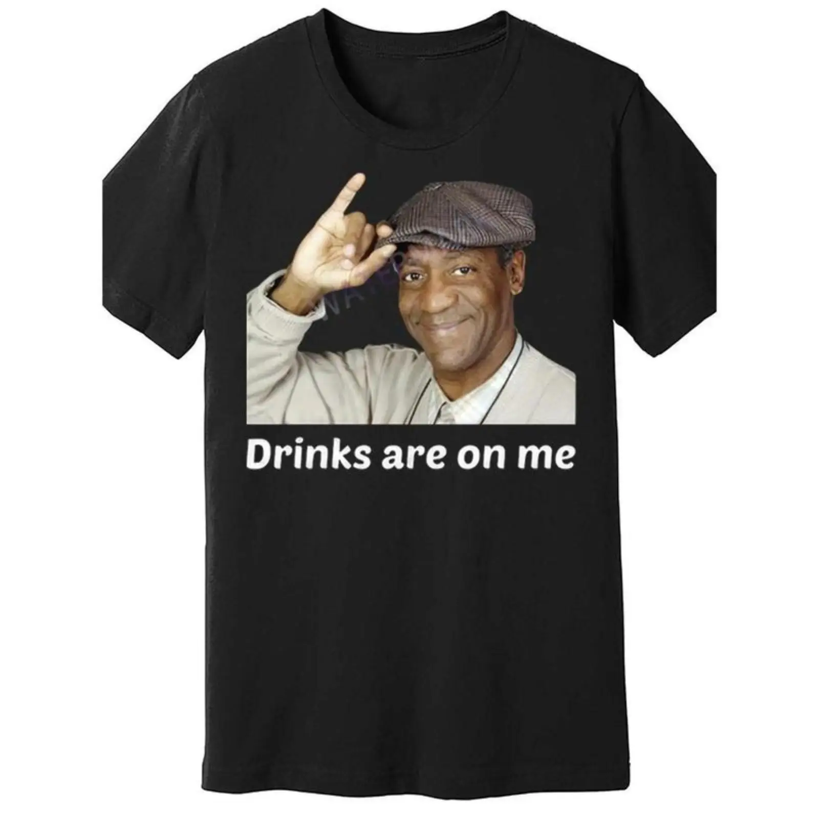 Viet Hands Bill Cosby Drinks are On Me TShirts 874552   funny Men'S Short Sleeve T-shirt black