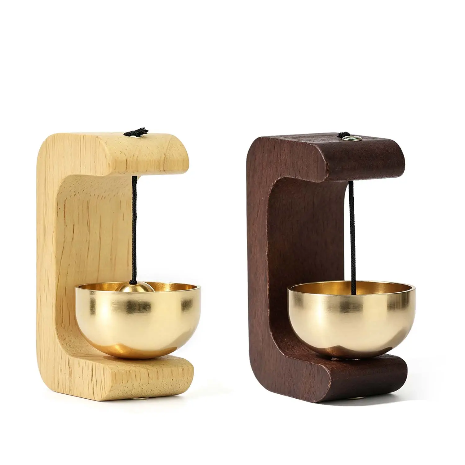 Magnetic Wooden Doorbell, Home Decor Hanging Wind Chime, Brass Bell Doorbell Reminder, Suitable for Shop Opening Alert Bell, Porch Wooden Frame Decoration, Home Decor and Gift