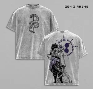 Sasuke Uchiha Tee Vintage Washed Oversized T Shirt Naruto Shippuden Anime Streetwear Manga Graphic Tee Uchiha Clan Ninja Unisex Heavyweight Cotton Dark Aesthetic Double Sided Print Anime Fan Gift