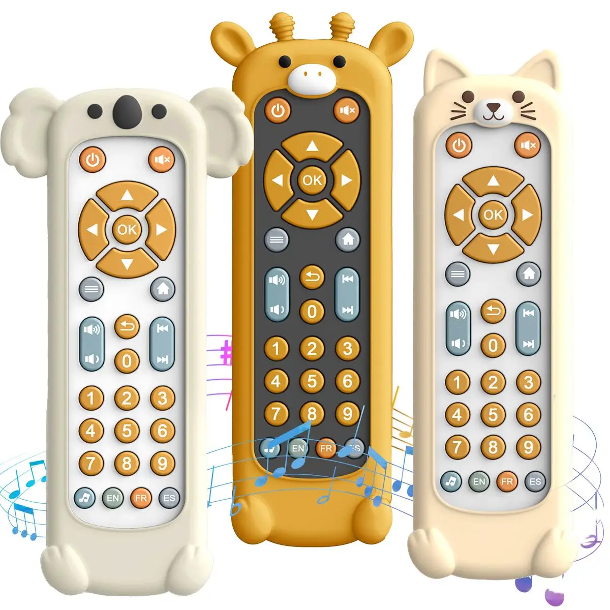 Cartoon Animal Design Remote Control Teether Toy, 1 Count Educational Baby Teething Toy, Baby Music Toy with Language Teaching