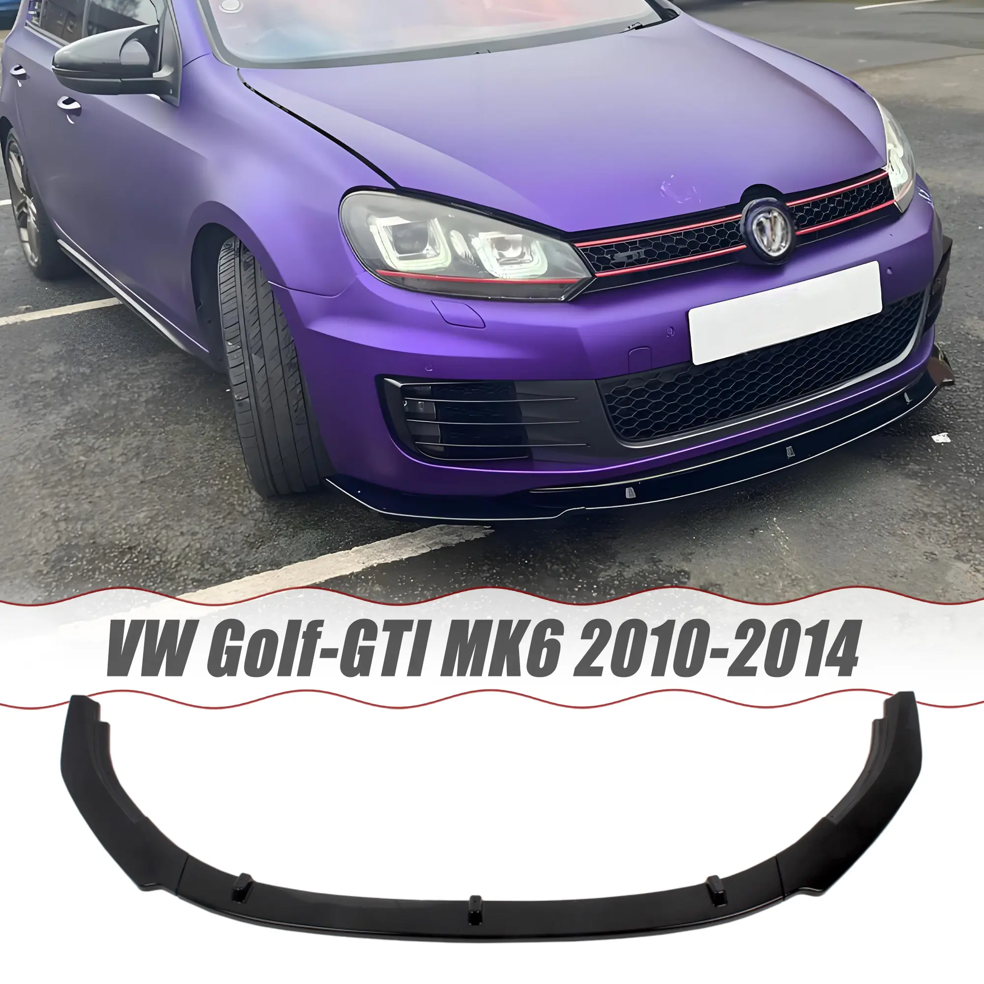 MUTUSAISI Front Bumper Lip Splitter Spoiler For Volkswagen VW GTI MK6 2010 2011 2012 2013 2014 Golf-GTI Gloss Black 3pcs Accessories Air Chin Body Kit
