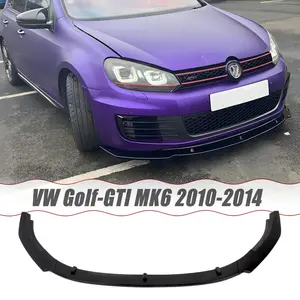 MUTUSAISI Front Bumper Lip Splitter Spoiler For Volkswagen VW GTI MK6 2010 2011 2012 2013 2014 Golf-GTI Gloss Black 3pcs Accessories Air Chin Body Kit