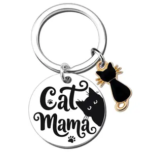 1pc Funny Black Cat Keychain, Cat Mom Gift for Women, Unique Halloween Christmas Birthday Present for Her