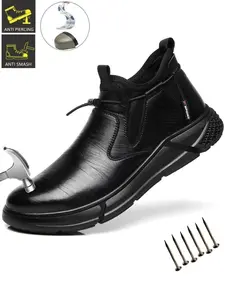 Steel Toe Work Boots for Men Lightweight Safety Work Boots Anti-smash Anti-Punctur Water resistant Slip Resistant Indestructible Comfortable Fashion Shoes for Construction and Warehouse Work