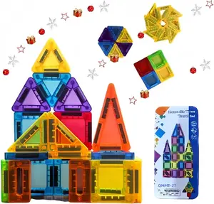 Mini Magnetic Tiles Toys, 27PCS Portable Travel Magnetic Tiles with Storage Box, STEM Educational Building Blocks for Kids Ages 3 4 5 6 Toddler Gifts
