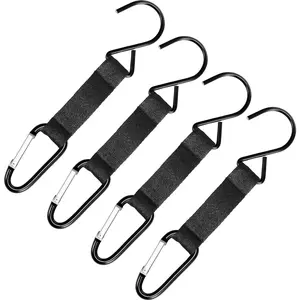 4 Pcs Fence Hooks for Baseball Bag Nylon Safety Buckles Metal Fence Hooks Multifunctional Hanging Buckles for Softball Football Tennis Outdoor Sport Equipment Water Cup Backpack(Black) Organiser Hangers