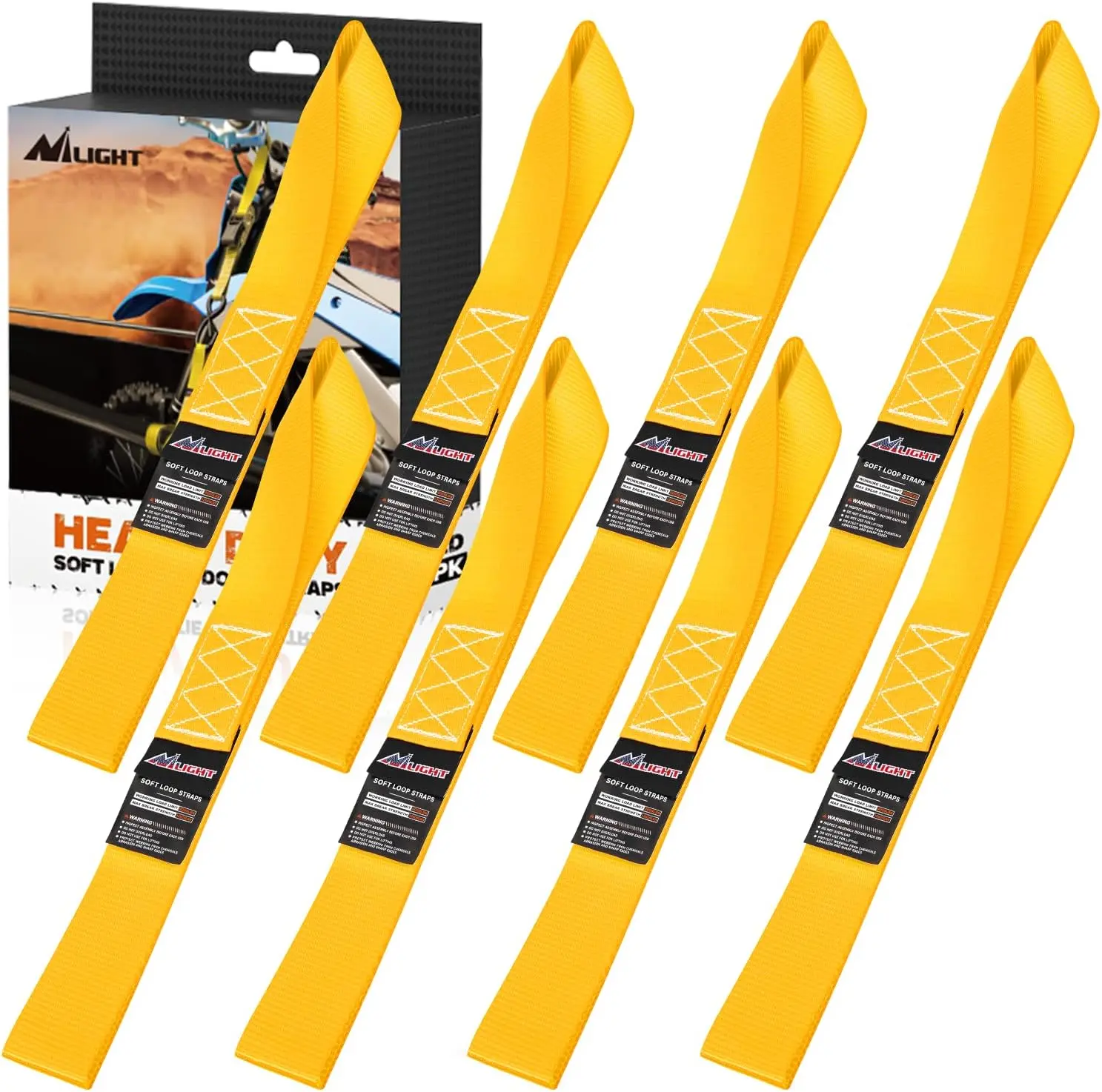 Nilight Heavy-Duty Durable Resistant Polyester Blend Paint Protection Towing Straps & Ropes, 1.7”×17” Soft Loops, 12000Lbs Max Break Strength, Tie Down Bar for Hauling ATV, UTV Cargo