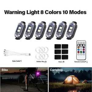 Car Motor RGB LED Strobe Light Wireless Remote 10 Modes Super Bright Waterproof Decorative Light for Car Motorcycle