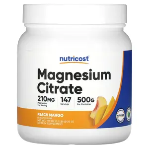 Nutricost Magnesium Citrate, Peach Mango, 17.9 oz (500 g)