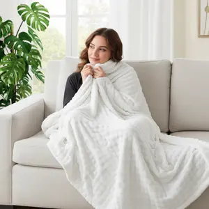 BedLoom Cozy Faux Rabbit Fur Throw Blanket – Bubble Fleece 300GSM Flannel Blanket for Bed & Sofa, Soft All-Season Blanket for Home Decor & Living Room Decor – Perfect Gift for Women, Men & Girls