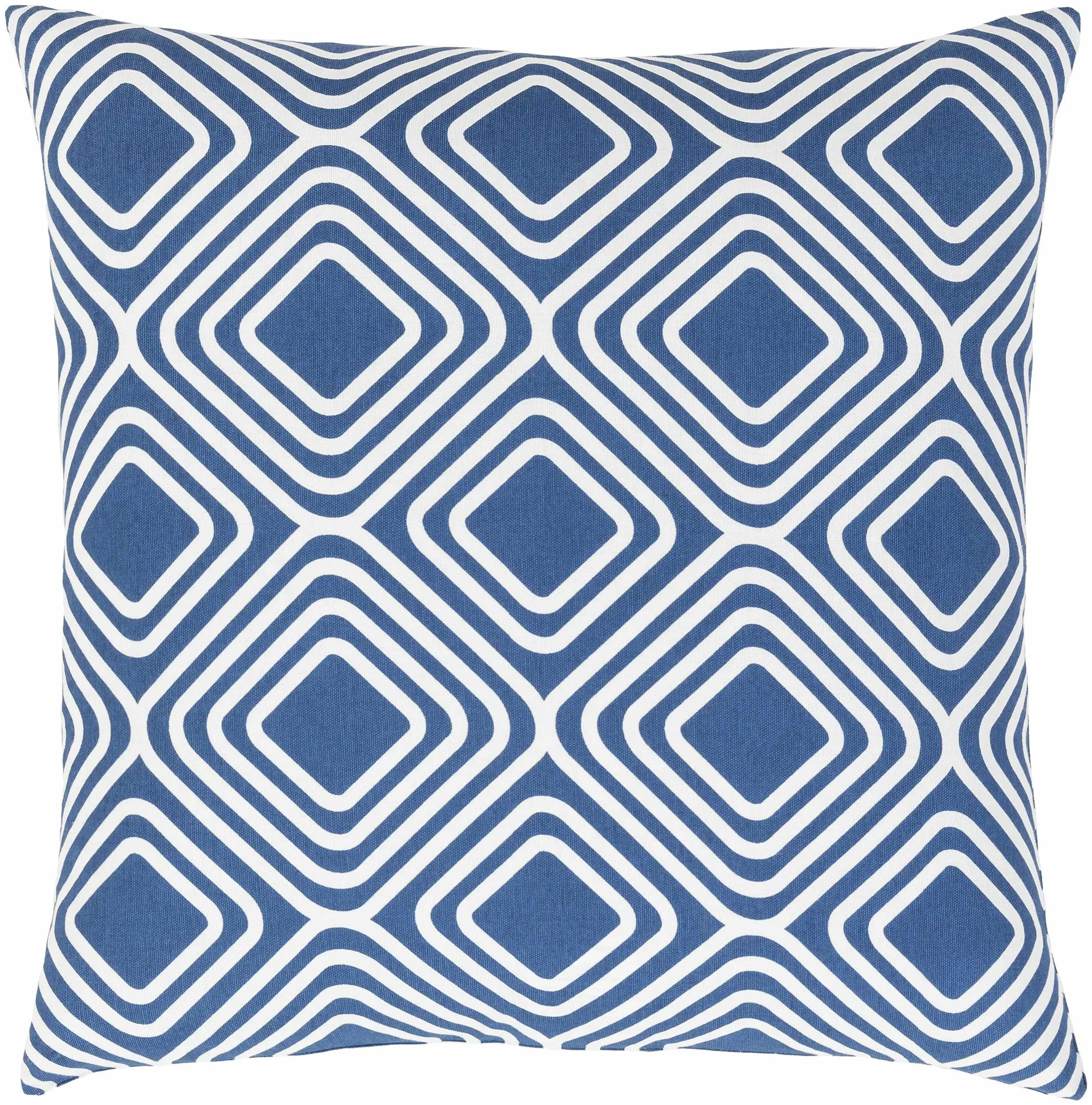 Bonnyrigg Blue Geometric Interlocking Patterns Diamond Accent Pillow - Clearance