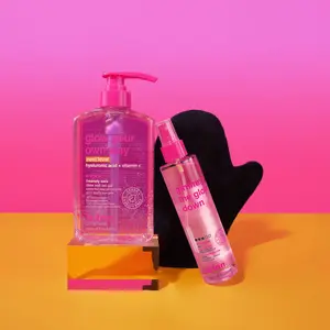 Glow Your Own Way Next Level + Mist Bundle | b.tan Best Dark Clear Self Tan Gel & Face Spray Kit | Ultra Dark, 1 Hour Express, Transfer-Resistant Fake Tanner Gel with Face Tanning Mist, Velvety Applicator Tanning Mitt